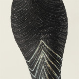 Plus Size Women V Neck Wave Gradient Beaded Beaded Formal Party Evening Dress