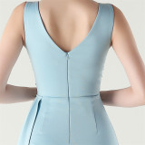 Women clothing fishbone fixed beaded tube embroidery V Neck Formal Party fishtail evening dress