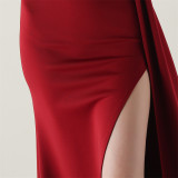 Women Beaded Tube Embroidery Beaded Fishbone Waist Formal Party Evening Dress