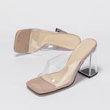 Women Square Toe Block Heel High Heel Sexy Summer Sandals heels