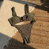 Solid Color Fashion Sexy High Waist Two-Piece Women Swimsuit