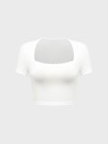 Women's Lace Patchwork Short Sleeve Crop Top Summer Slim Square Neck T-Shirt