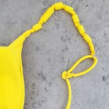 Solid Color Lace-Up Sexy Bikini Two-Piece Swimsuit