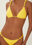 Solid Color Lace-Up Sexy Bikini Two-Piece Swimsuit