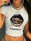 Women Street Print Crop Top T-Shirt