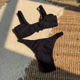 Solid Color Fashion Sexy High Waist Two-Piece Women Swimsuit