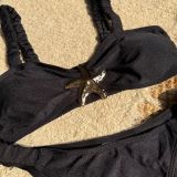 Solid Color Fashion Sexy High Waist Two-Piece Women Swimsuit