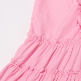 Women's Sleeveless Ruffle Chic Slim Waist Fashion Long Dress