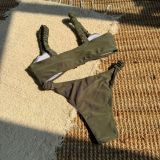 Solid Color Fashion Sexy High Waist Two-Piece Women Swimsuit