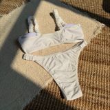 Solid Color Fashion Sexy High Waist Two-Piece Women Swimsuit