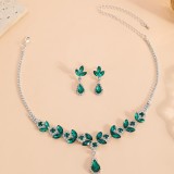 Luxury Rhinestone Necklace Earrings Set Women's Accessories