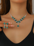 Luxury Rhinestone Necklace Earrings Set Women's Accessories