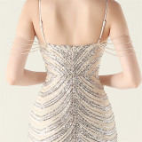 Plus Size Women V Neck Wave Gradient Beaded Beaded Formal Party Evening Dress