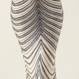 Plus Size Women V Neck Wave Gradient Beaded Beaded Formal Party Evening Dress