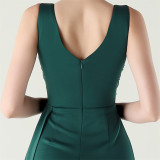 Women clothing fishbone fixed beaded tube embroidery V Neck Formal Party fishtail evening dress
