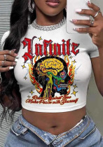 Summer Y2K Street Hip-Hop Rock Style Slim Sexy Crop T-shirt