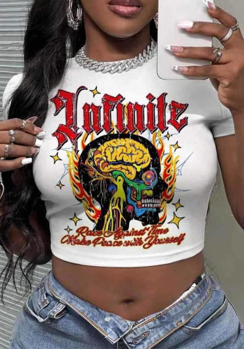 Summer Y2K Street Hip-Hop Rock Style Slim Sexy Crop T-shirt