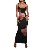 Sexy Fashion Summer Sleeveless Strap Printed Long Dress
