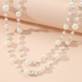 Fashion Luxury Pearl Long Halter Neck Beaded Chain Necklace