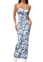 Sexy Fashionable Summer Sleeveless Strap Printed Long Dress Sexy Fashionable Summer Sleeveless Strap Printed Long Dress
