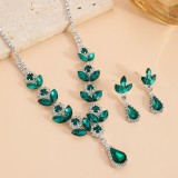 Luxury Rhinestone Necklace Earrings Set Women's Accessories