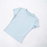 Women summer sexy Solid Round Neck short-sleeved T-shirt Top and shorts two-piece set