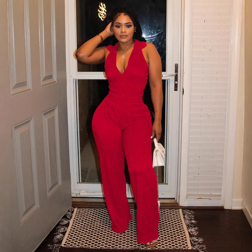 Women Summer Sleeveless Top Pleated Casual Pants Two-piece Set