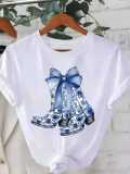 Women's Round Neck Short Sleeve Print Loose Casual T-Shirt