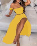 Women Summer French Bohemian Print Strapless Top and Skirt Two-Piece Set