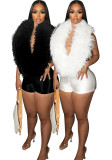 Women Casual Elegant Feather V Neck Halter Neck Sexy Romper
