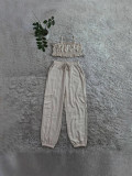 Women casual sexy strapless top and pants two-piece set