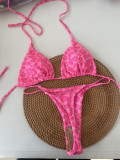 Women Lace-Up Halter Neck Triangle Cup Beach Sexy Swimwear