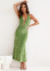 Women Summer Temu Backless Hollow Lace-Up Halter Neck Dress