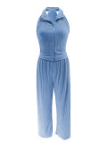 Women Summer Sleeveless Top Pleated Casual Pants Two-piece Set
