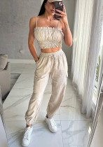 Women casual sexy strapless top and pants two-piece set Women casual sexy strapless top and pants two-piece set