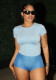 Women summer sexy Solid Round Neck short-sleeved T-shirt Top and shorts two-piece set
