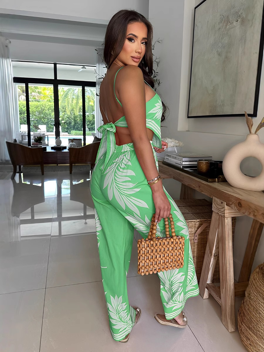 Women Bikini Printed Sexy Wrap Top and Pant Two-Piece Set