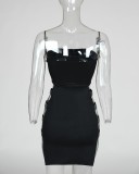 Hollow Strapless Mini Bodycon Slim Nightclub Dress