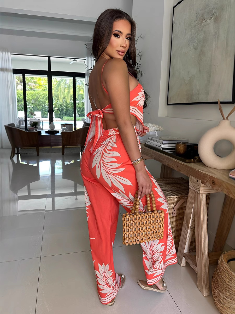 Women Bikini Printed Sexy Wrap Top and Pant Two-Piece Set