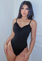 Women Solid Casual Suspender Sexy Lace Basics Bodysuit