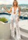 Women hollow ruffle Halter Neck tie rope Backless Bell Bottom Jumpsuit
