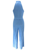 Women Summer Sleeveless Top Pleated Casual Pants Two-piece Set