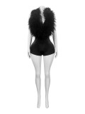 Women Casual Elegant Feather V Neck Halter Neck Sexy Romper