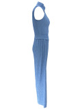 Women Summer Sleeveless Top Pleated Casual Pants Two-piece Set