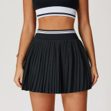 Women Summer Contrast Pleated Fitness Tennis Skirt