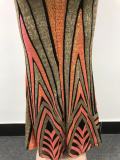 Women contrast sequined backless v-neck sexy dress