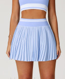 Women Summer Contrast Pleated Fitness Tennis Skirt