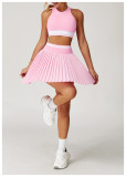 Women Summer Contrast Pleated Fitness Tennis Skirt