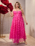 Plus Size Women Holidays Mesh Suspender Maxi Dress