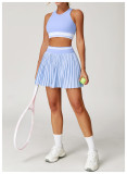 Women Summer Contrast Pleated Fitness Tennis Skirt